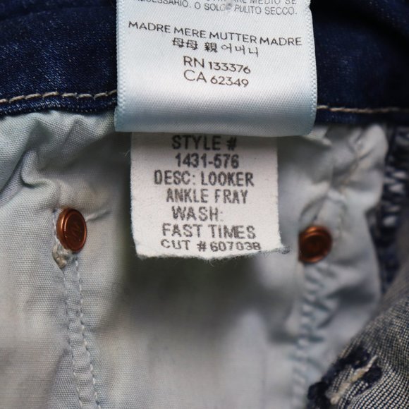 Mother The Looker Ankle Fray Jeans Skinny Super Stretch Denim Fast Times Wash 24 - Picture 6 of 11